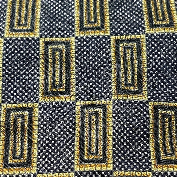 Fanti Blue Gold Square Print 100% Silk Made in Italy Men's Tie - Picture 4 of 7